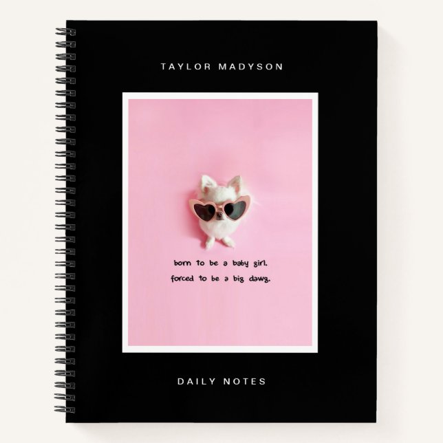 Carnet Cute Modern Custom Frame Photo Gift Monogram Black (Devant)