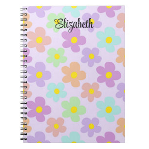 Carnet Cute multi-coloré des marguerites rétro girly jour