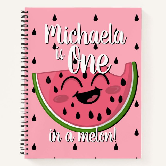 Carnet Cute One in a Melon Cute Watermelon Pun rose (Devant)