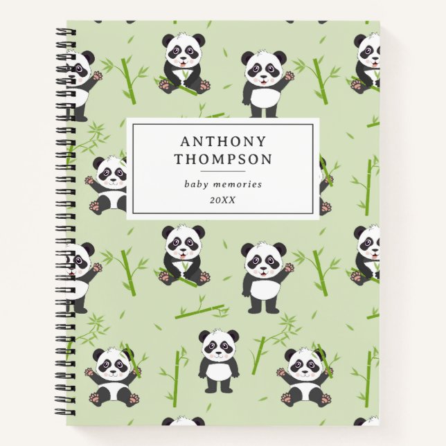 Carnet Cute Panda Bear Bamboo Kawaii Animals Pattern (Devant)