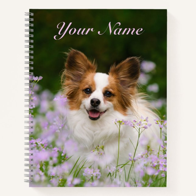Carnet Cute Papillon Espagnol Tête Amoureux de les chiens (Devant)