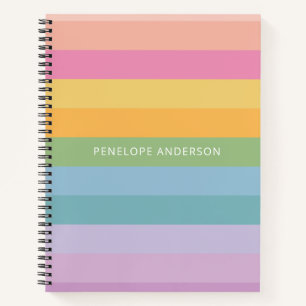 Carnet Cute Pastel Arc-en-ciel bandes géométriques Person