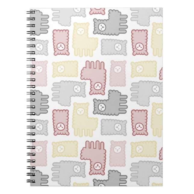 Carnet Cute Pastel Llama Puzzle Pattern (Devant)