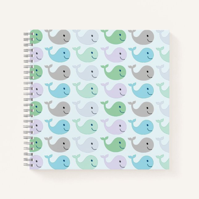 Carnet Cute Pastel Whales Motif (Devant)
