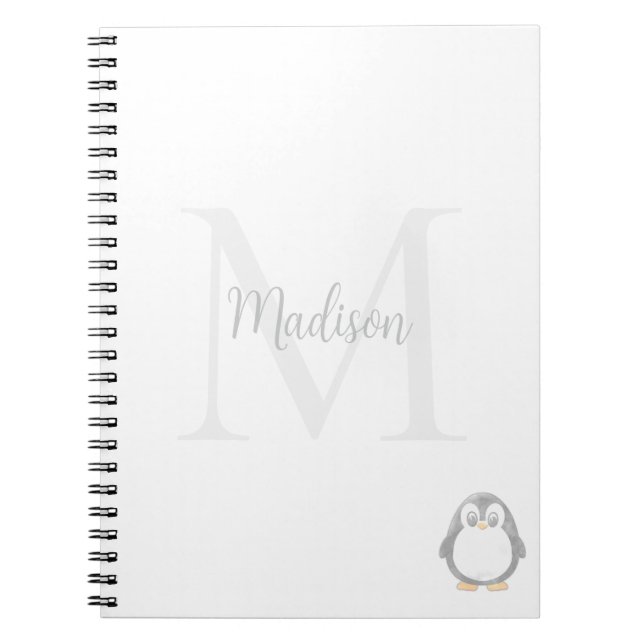 Carnet Cute Penguin Custom Name Initial  (Devant)