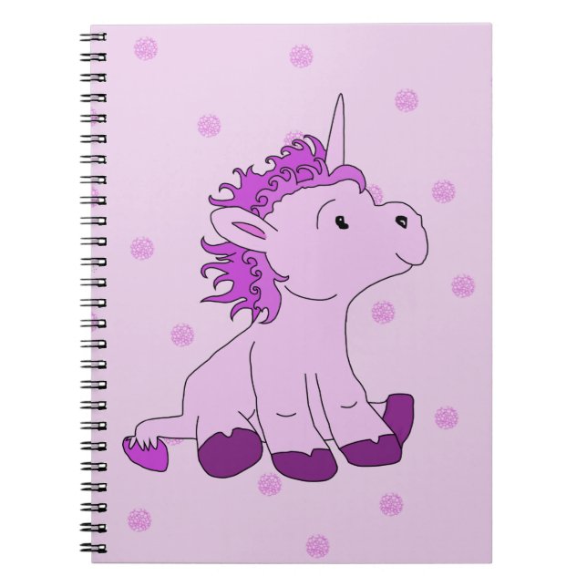 Carnet Cute petite licorne sur un arrière - plan rose (Devant)
