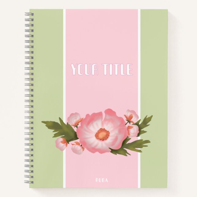 Carnet Cute pink floral Notebook for school girls (Devant)