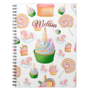 Carnet Cute Pink Girly Name Cupcake Unicorn Pattern