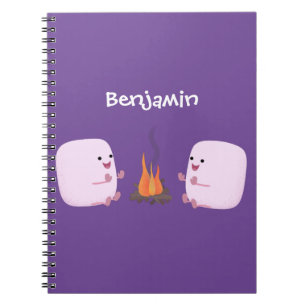 Carnet Cute pink marshmallows by camp fire cartoon