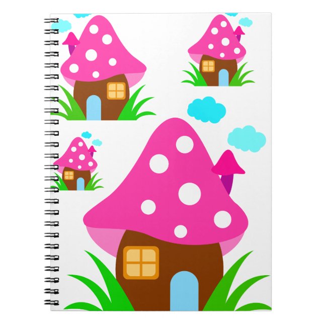 Carnet Cute Pink Mushroom House and Clouds  Baby Blanket (Devant)