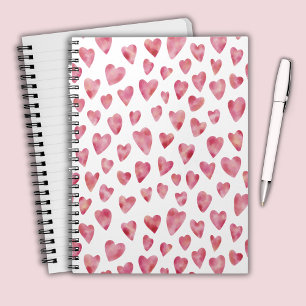 Carnet Cute Pink Watercolor Love Heart Pattern