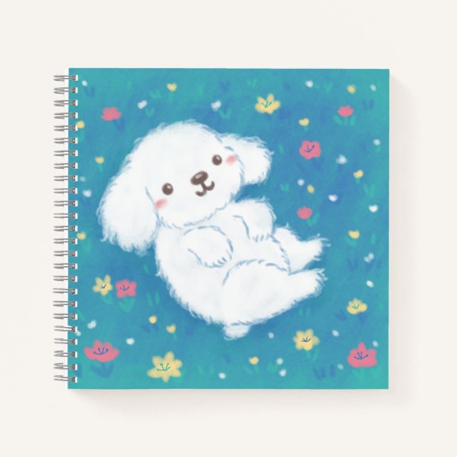 Carnet Cute Puppy with Flowers (Devant)