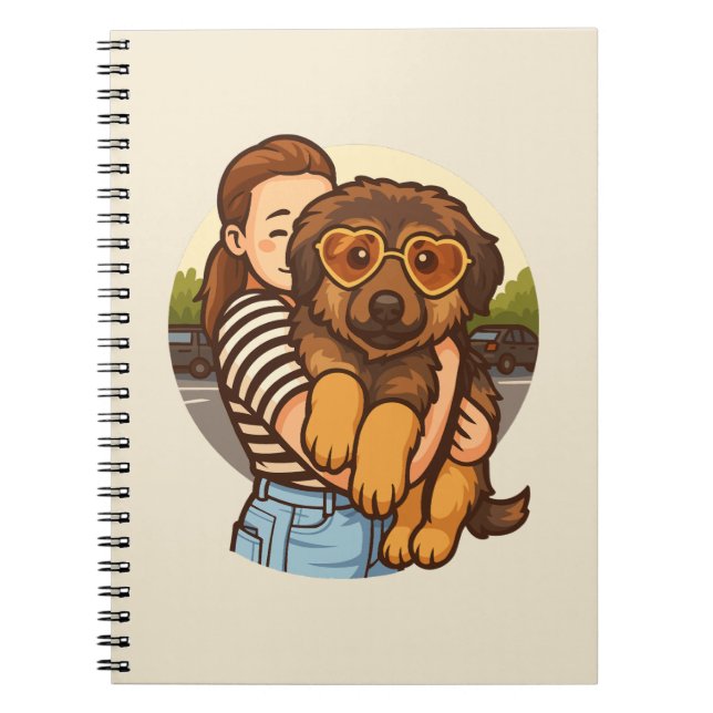 Carnet Cute Puppy with Heart Sunglasses  (Devant)