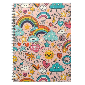 Carnet Cute Rainbow Doodle Pattern