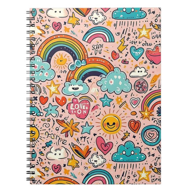 Carnet Cute Rainbow Doodle Pattern (Devant)