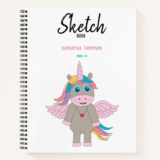 Carnet Cute Rainbow Unicorn Design Girl Sketchbook (Devant)