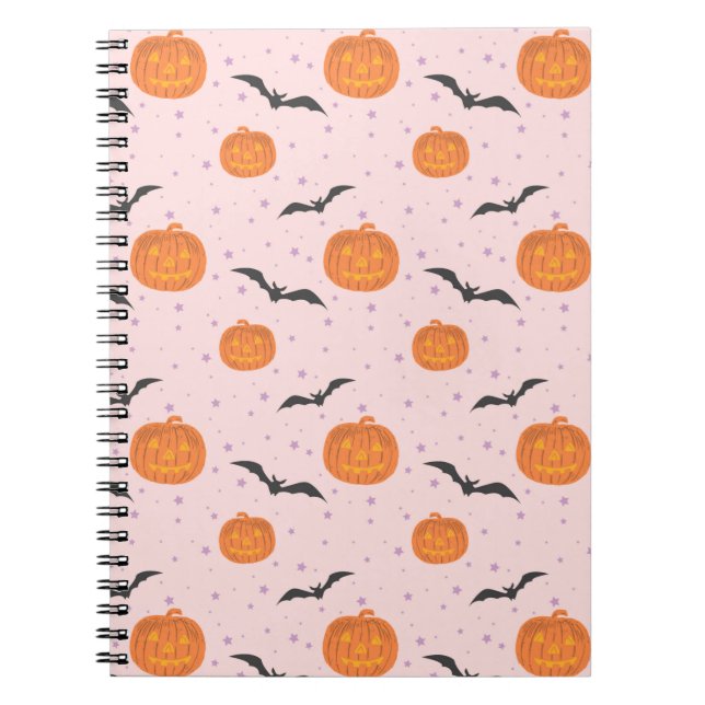 Carnet Cute Retro Halloween Citrouilles et chauves-souris (Devant)