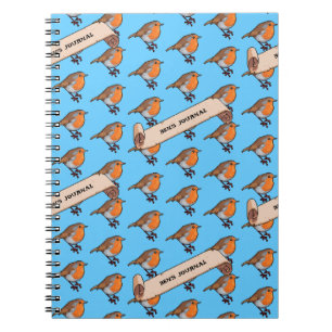 Carnet Cute Robin Ajouter Votre Nom Retro Pixel Art Motif