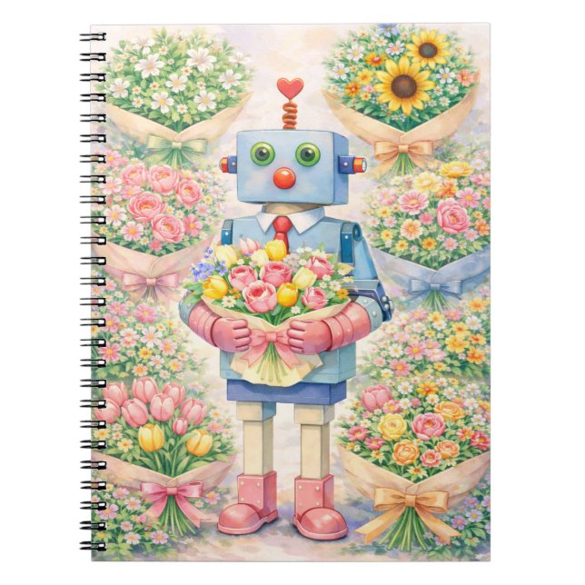 Carnet Cute Robot Flower Notebook (Devant)