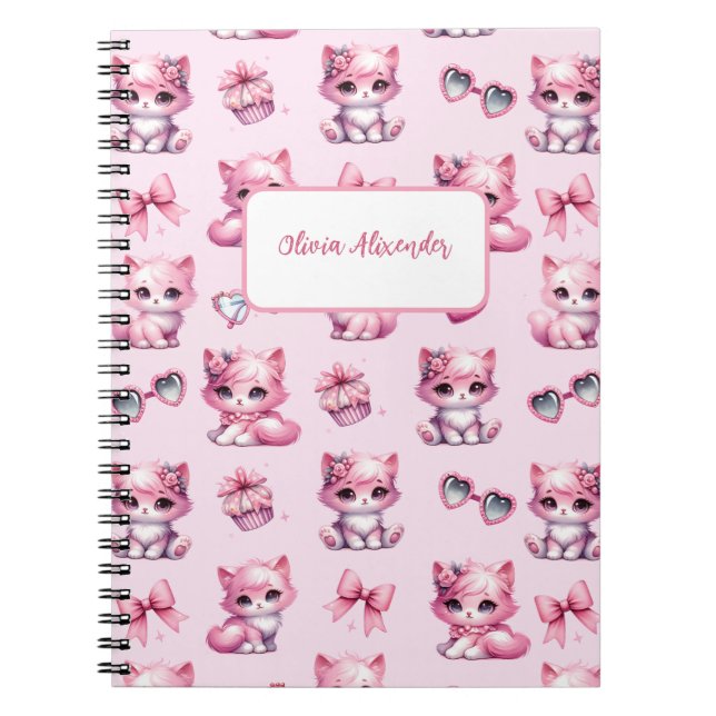 Carnet Cute rose Coquette Bow Esthétique girly spirale (Devant)