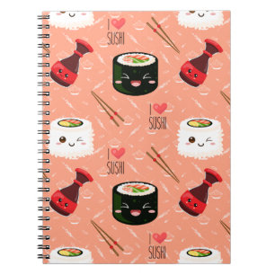 Carnet Cute rose Kawaii Sushi motif