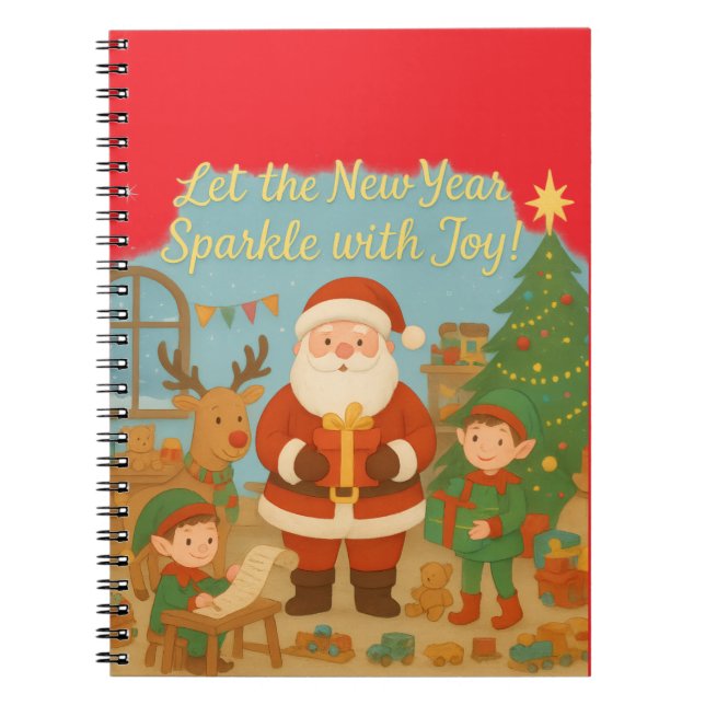Carnet Cute Santa & Elves New Year Holiday Card (Devant)