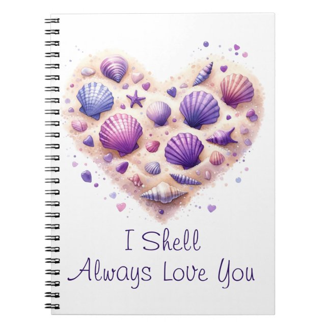 Carnet Cute Seashell Heart Beach Love Valentine's Day (Devant)