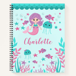 Carnet Cute Sirène personnalisée