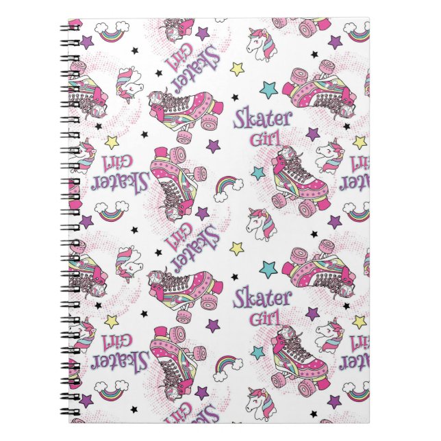 Carnet Cute Skater Girl Unicorn Roller Skate Pattern (Devant)