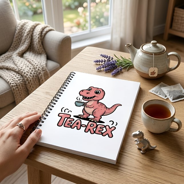 Carnet Cute Tea-Rex Pink Dinosaur – Sip Happens! (Créateur téléchargé)