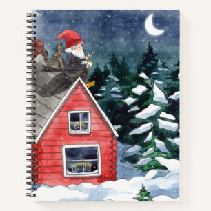 Carnet Cute Tomten Swedish Christmas Gnome Aquarelle