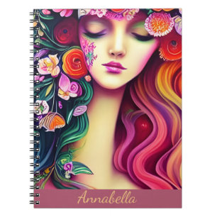 Carnet Cute Trendy Boho Gypsy Floral Angel Art