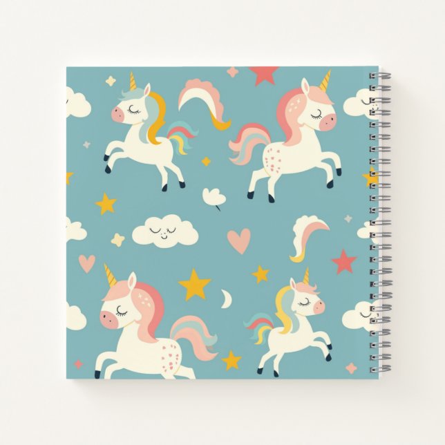 Carnet Cute Turqoise Unicorne pour enfants (Dos)