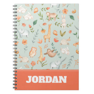 Carnet Cute Turquoise bébé animal Pastel Motif