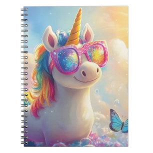 Carnet Cute Unicorn avec lunettes de soleil : Magique et