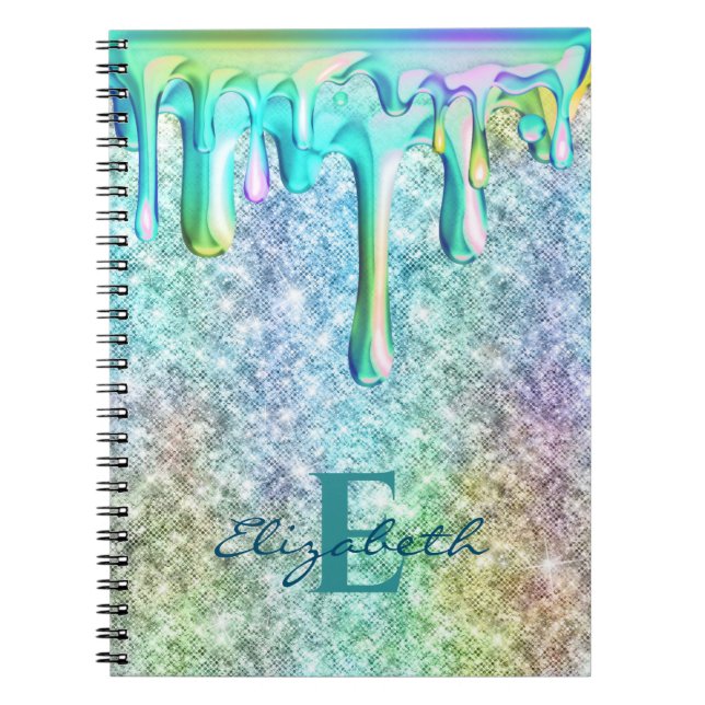 Carnet Cute Unicorn Iridescente parties scintillant goutt (Devant)