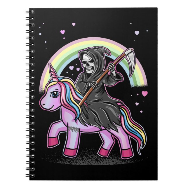 Carnet Cute Unicorn Reaper Rainbow Pastel Goth Kawaii (Devant)