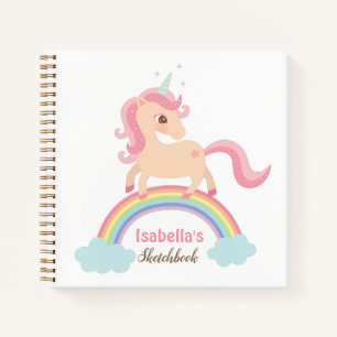 Carnet Cute Unicorn Sur Rainbow Girls Nom Sketchbook