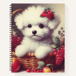 Carnet Cute Vintage Bichon Frisé Peinture