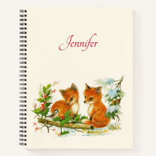 Carnet Cute Vintage Foxes Retro Christmas Scene