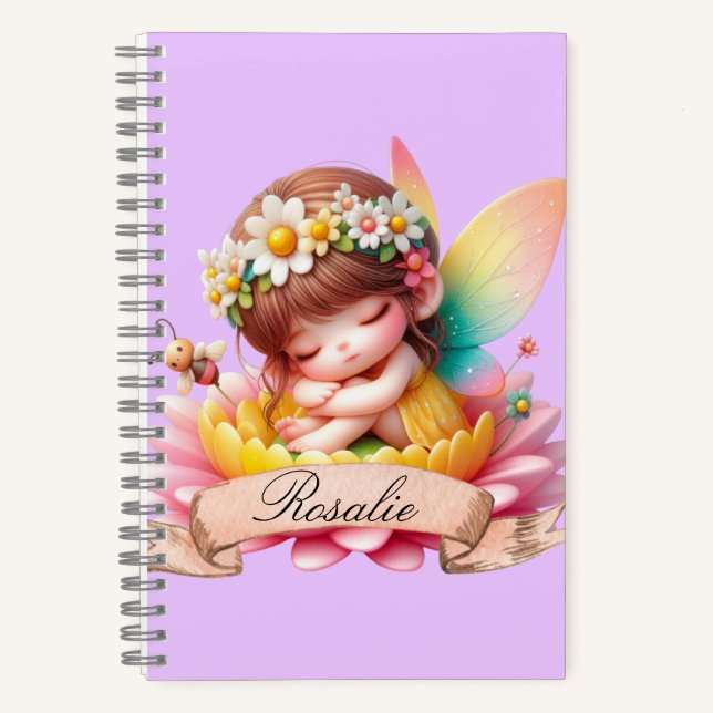 Carnet Cute Whimsical Floral Doux Rêves Dormir Fée (Recto)