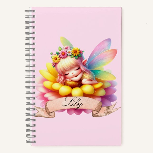 Carnet Cute Whimsical Floral Doux Rêves Dormir Fée (Recto)