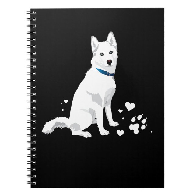 Carnet Cute White Siberian Husky - Sweet White Snow Dog (Devant)
