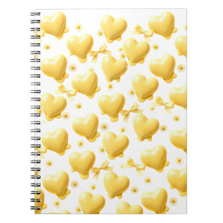 Carnet Cute Yellow Hearts Pattern Spiral Notebook