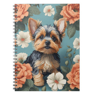 Carnet Cute Yorkshire Terrier Puppy Floral