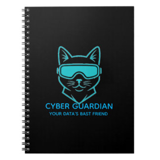 Carnet Cyber Guardian Neon Cat - Professional Tech & Codi