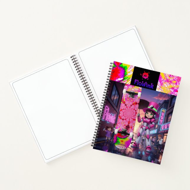 Carnet Cyber Pink Robot & Skateboard (Intérieur)