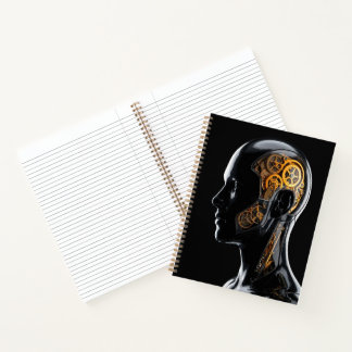 Carnet Cyborg Steampunk Doré Néon Déco Bleu Lumineux
