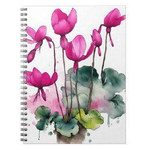 Carnet Cyclamen - Fleurs aquarelles