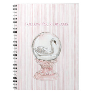 Carnet Cygne à rayures roses  